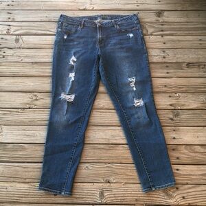 Old Navy Rockstar Size 14 Standard Mid-Rise Skinny Jeans Blue Distressed Jean